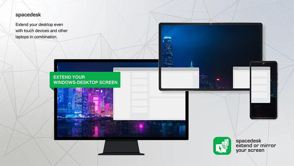 استفاده از نرم‌افزارهای شخص ثالث (SpaceDesk)
